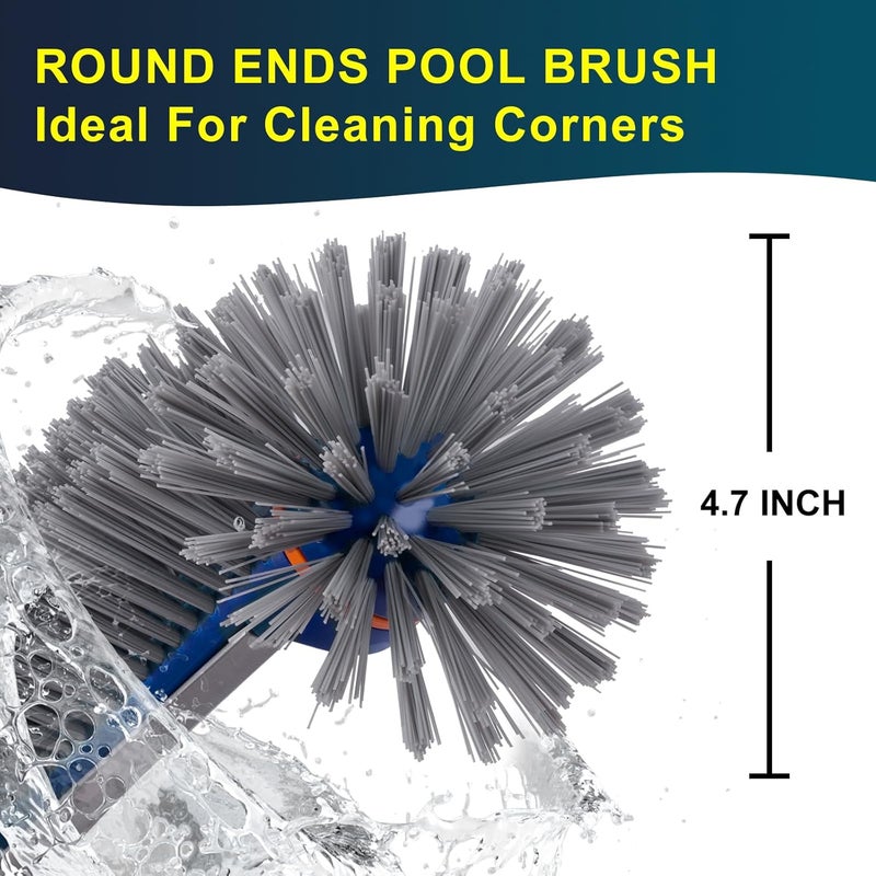 POOLAZA 360 Degree Pool Brush - Heavy Duty, Premium Bristle & Aluminum Handle for Inground & Above-Ground Pools - Image 2